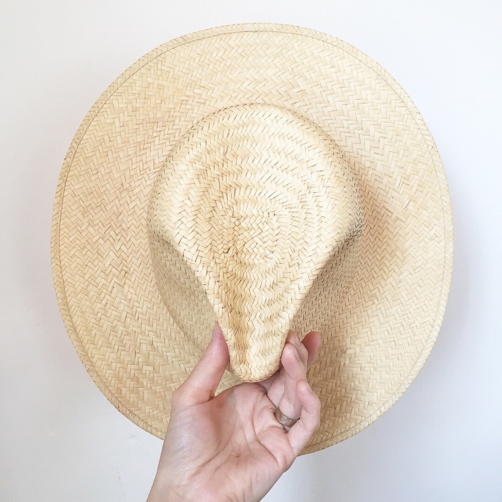Vintage Minimalist Straw Panama Sun Hat / Fedora